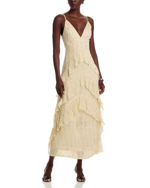 Aqua Natural X Ava Phillippe Embellished V Neck Cami Gown