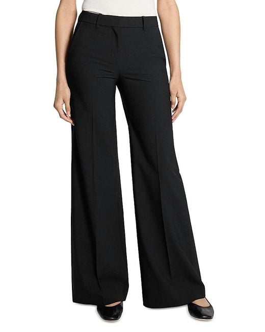 Theory Black Wool Blend Fluid Flared Pants