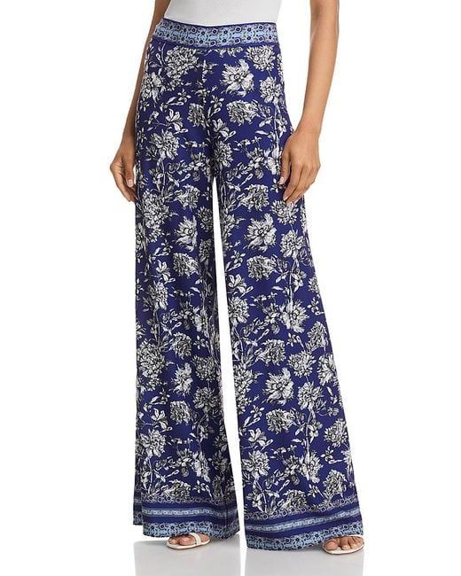 Alice + Olivia Blue Athena Wide Leg Pants