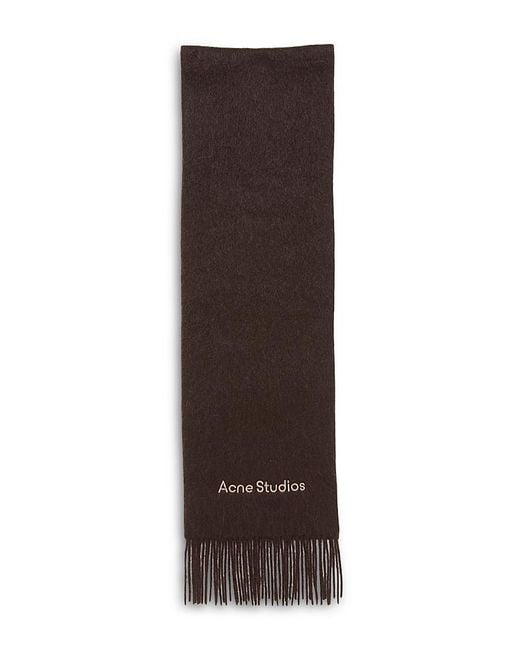 Acne Brown Alpaca Wool Logo Scarf