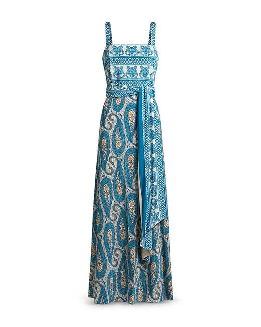 Etro Blue Wrap Flared Maxi Dress