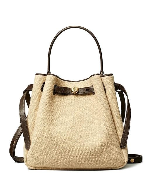 Tory Burch Natural Romy Canvas Bucket Bag
