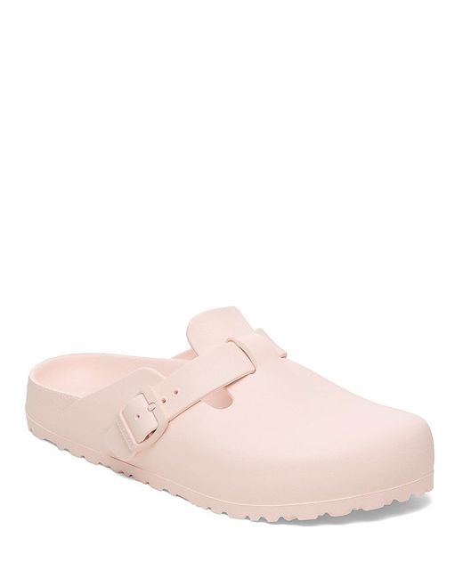 Birkenstock Pink Boston Slip On Buckled Clog Flats