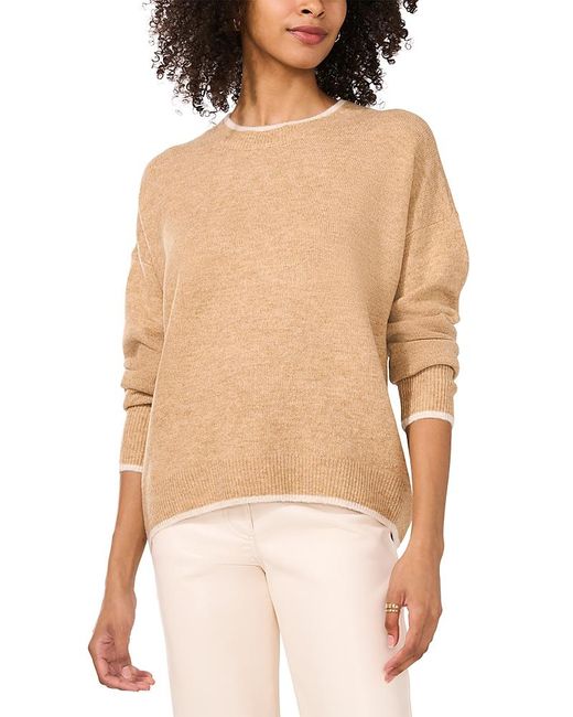 Vince Camuto Natural Contrast Trim Crewneck Sweater