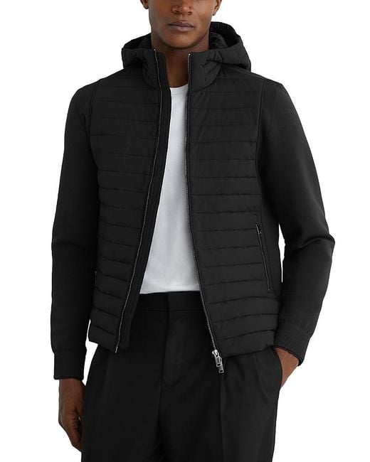 Reiss Black Hooded Zip Through Jacket for men