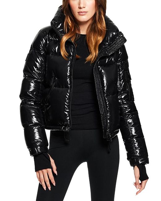 Sam. Women's Black Freestyle Cropped Puffer Coat