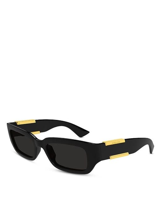 Bottega Veneta Black Rectangular Sunglasses, 53Mm