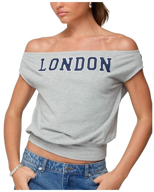 Edikted Gray So London Off Shoulder Top