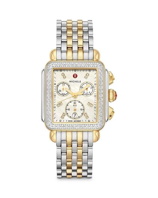 Michele Metallic Deco Chronograph, 33Mm