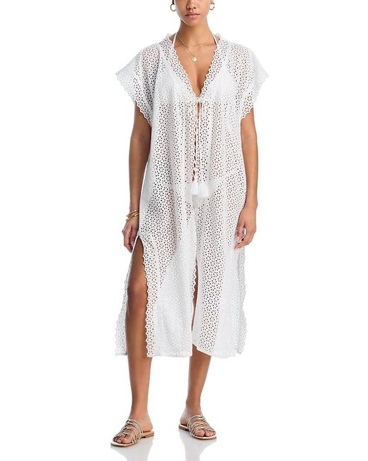 Echo White Longline Eyelet Robe