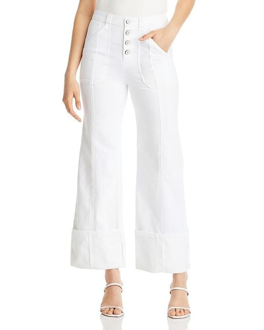 Cinq À Sept White Benji Cropped Wide Leg Denim Pants