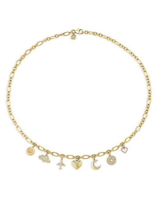 Sydney Evan Metallic 14K Diamond Jet Set Dangle Collar Necklace, 18