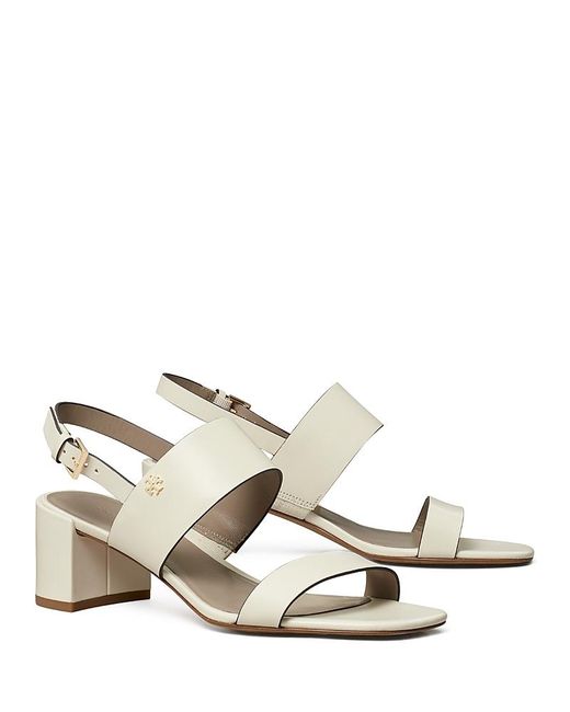Tory Burch Natural Leather Block Heel Sandals