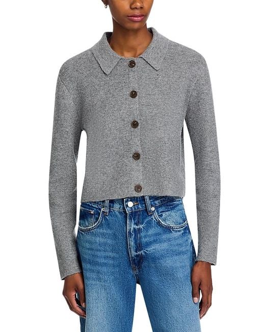 French Connection Blue Ellie Collared Knit Cardigan