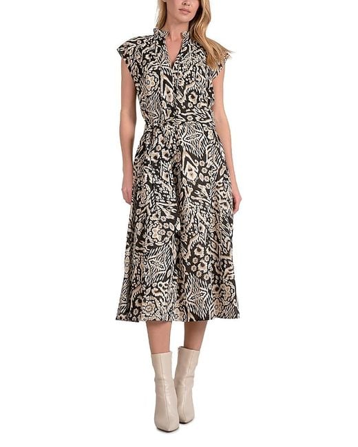 Elan Multicolor Printed Cap Sleeve Dress