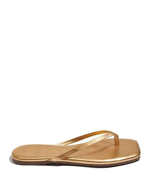 TKEES Natural Lily Square Toe Flip Flops