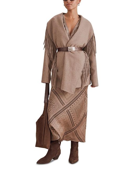 Splendid Brown Sandra Fringe Open Front Jacket