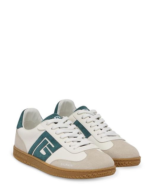 Balmain White Swan Lace Up Sneakers for men