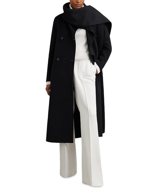 Reiss Black Petite Long Scarf Coat