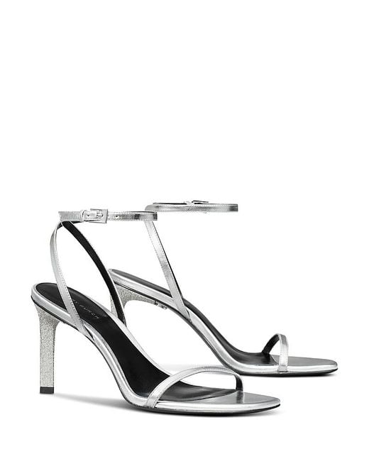 Tory Burch White Pave High Heel Sandals