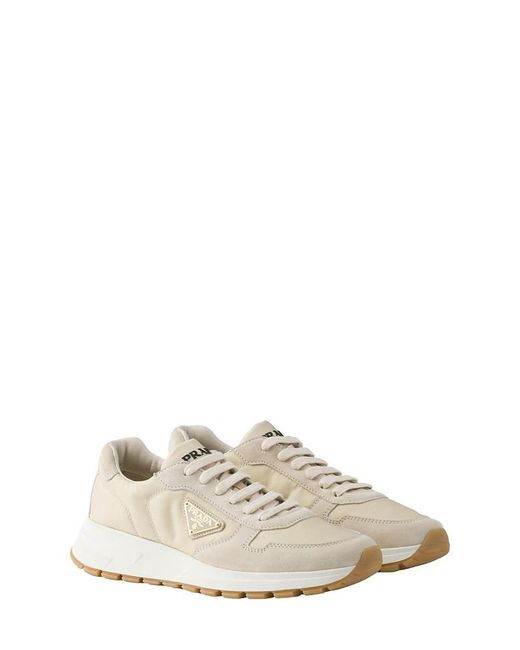 Prada White Prax 01 Re-Nylon And Suede Sneakers for men