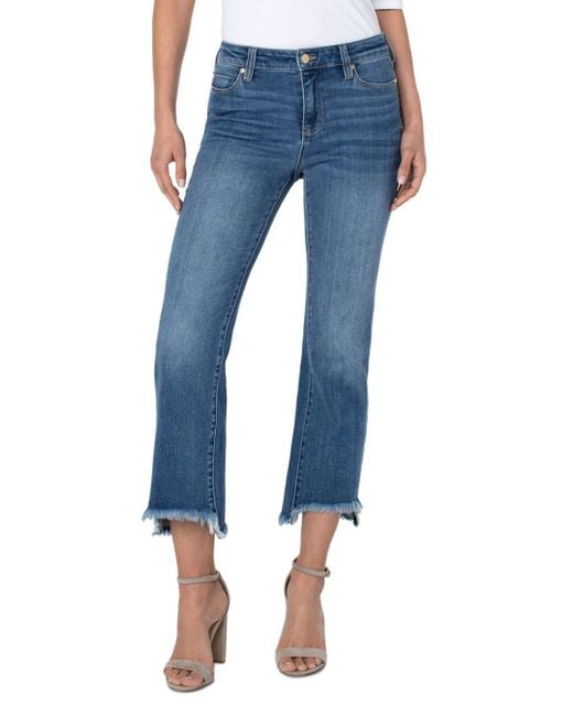 Liverpool Los Angeles Petites Hannah Mid Rise Crop Flared Jeans In ...