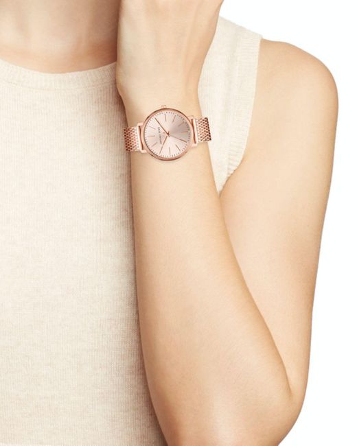 Michael Kors Monochrome Mesh Bracelet Watch in Gold Tone,Pink,Rose Gold Tone (Metallic) - Save 44% - Lyst