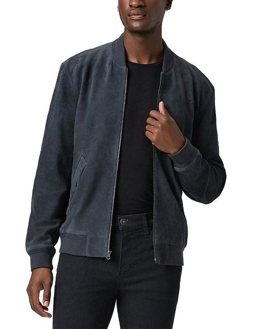 PAIGE Men's Blue Chen Suede Bomber Jacket