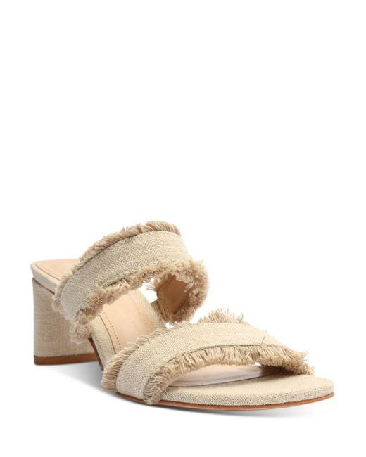 Schutz Synthetic Amely Slip On Mid Block Heel Sandals in Oyster ...