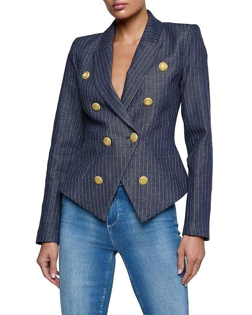 L'Agence Blue Solar Structured Blazer