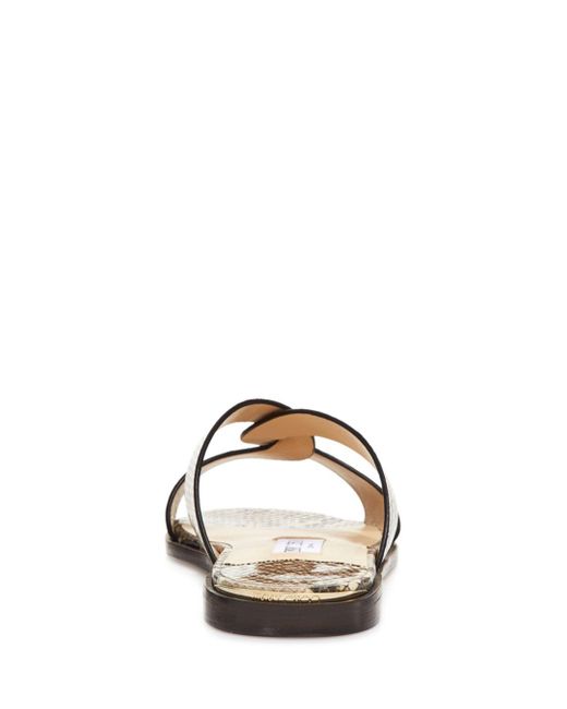 Jimmy Choo Leather Women's Atia 5 Snake Embossed Slide Sandals in Natural - Lyst