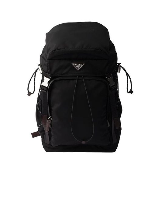 Prada Black Speedrock Re-Nylon And Leather Backpack for men
