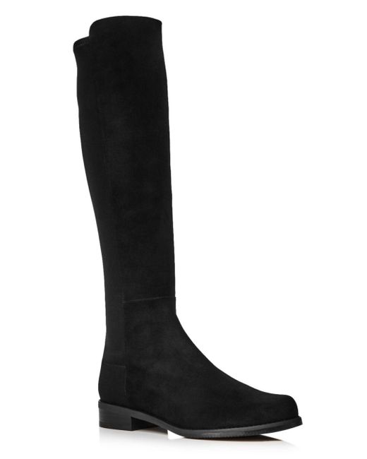 Half Low Heel Boots in Black Suede 