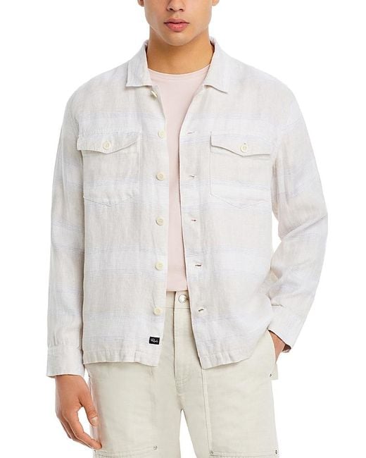 Rails White Kerouac Relaxed Fit Button Front Printed Jacket for men