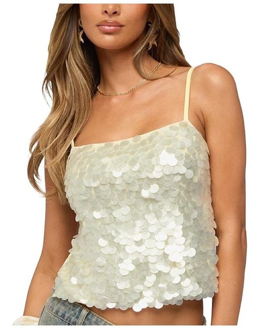 Edikted Green Macy Backless Sequin Top