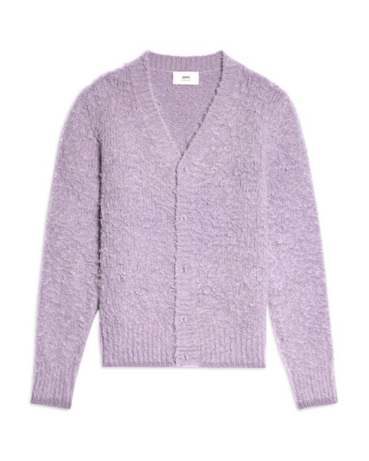 AMI Wool Brushed Cardigan in Parma (Purple) for Men | Lyst