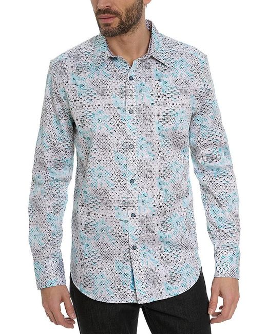 Robert Graham Blue Hendriks Button Front Printed Shirt for men