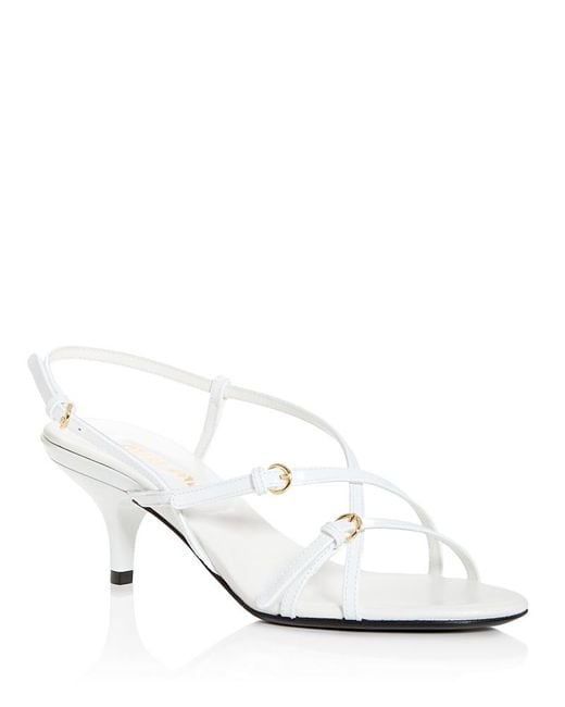 Miu Miu White Strappy Buckle Sandals