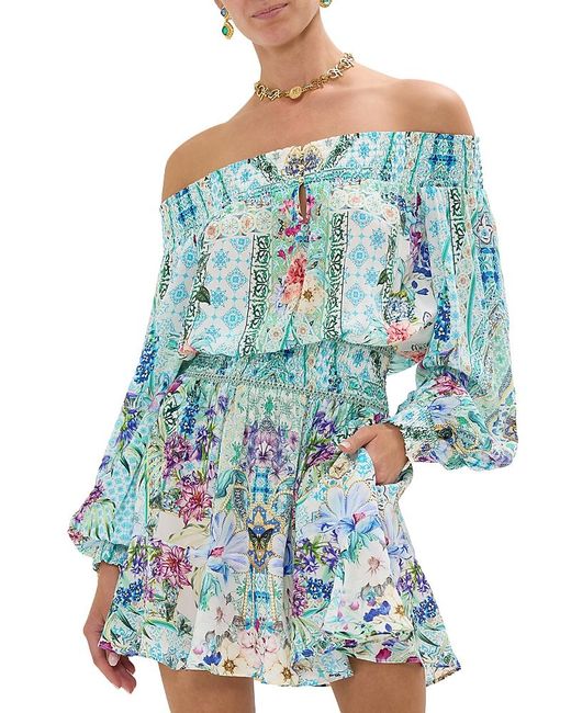 Camilla Blue Silk Swim Cover-Up Dress