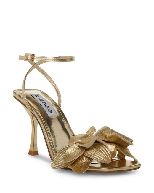 Steve Madden Amani Square Toe Flower High Heel Sandals in Metallic Lyst