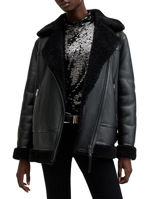 AllSaints Black Sola Shearling Jacket