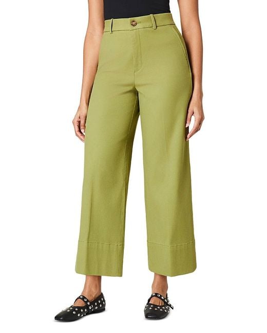 Spanx Green Stretch Twill Crop Wide Leg Pants 2.0