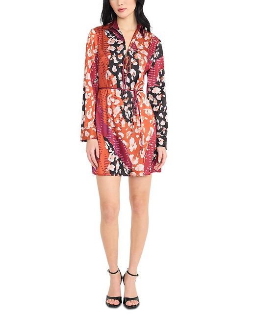 Donna Morgan Red Long Sleeve Mini Dress