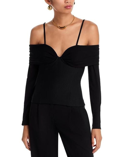Jonathan Simkhai Black Hazel Long Sleeve Top