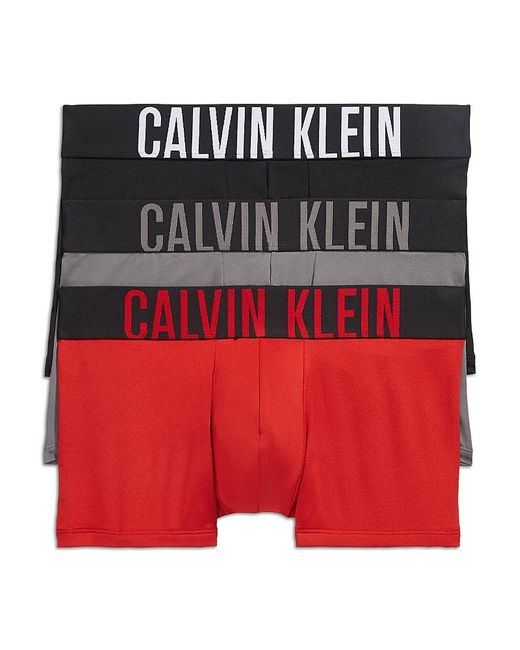 Calvin Klein Red Intense Power Logo Waistband Micro Low Rise Trunks, Pack Of 3 for men