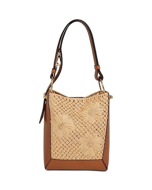 Strathberry Natural Lana Midi Floral Bucket Bag