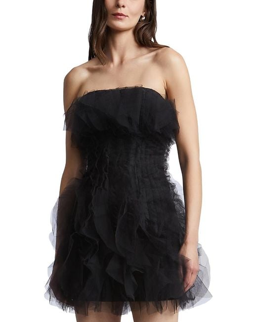BCBGMAXAZRIA Black Cascade Mini Dress