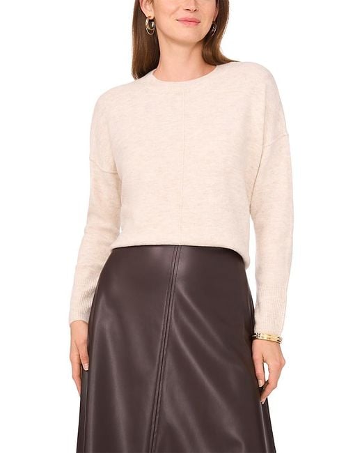 Vince Camuto White Exposed Seam Crewneck Sweater