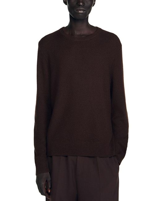 Sandro Black Textured Crewneck Sweater