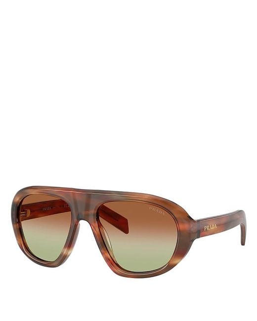 Prada Brown Irregular Sunglasses, 56Mm